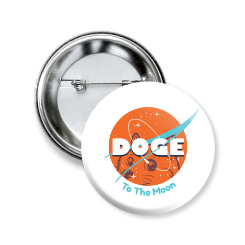 Значок 50мм Doge To The Moon