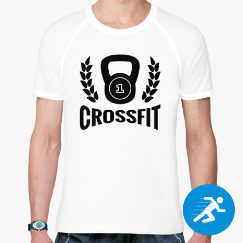 Спортивная футболка Кроссфит логотип с гирей