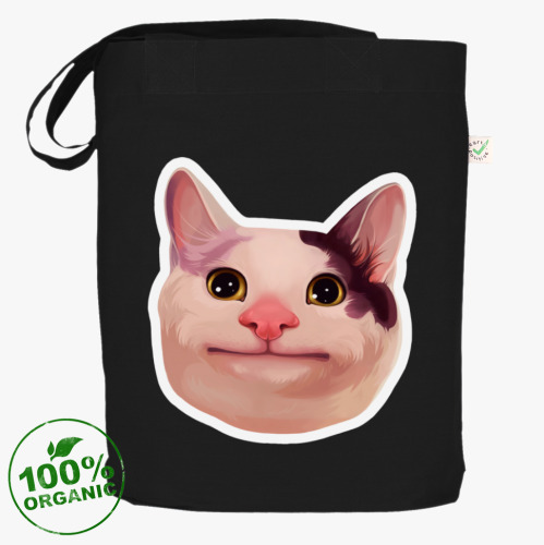 Сумка шоппер Polite Cat meme / Вежливый кот