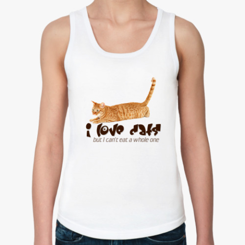 Женская майка I love cats, but I can't eat..