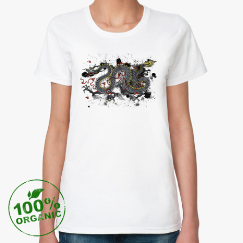 Женская футболка из органик-хлопка Чёрный дракон