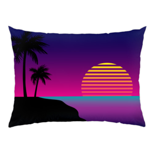 Подушка Закат в Майами в стиле ретро