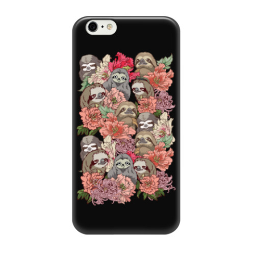 Чехол для iPhone 6/6s Ленивцы в цветах