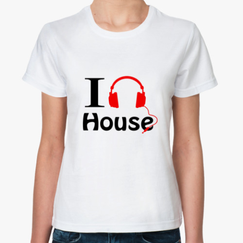 Классическая футболка I love house music