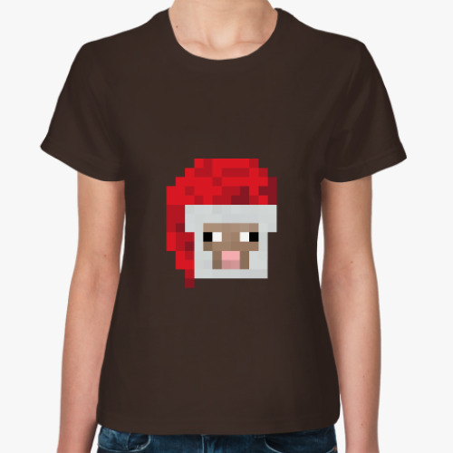 Женская футболка Новогодняя овечка из Minecraft