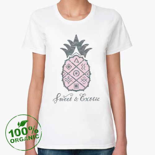 Женская футболка из органик-хлопка Ананас. Сладкий и экзотичный / Sweet and Exotic