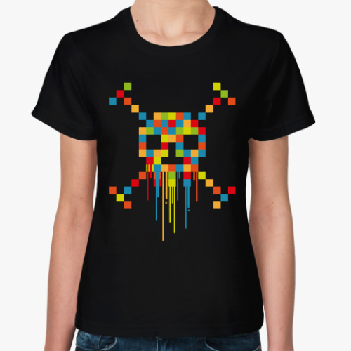Женская футболка Пиксельный Череп