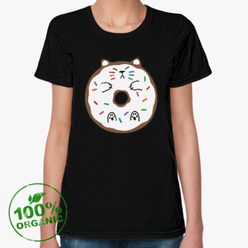 Женская футболка из органик-хлопка Кот пончик