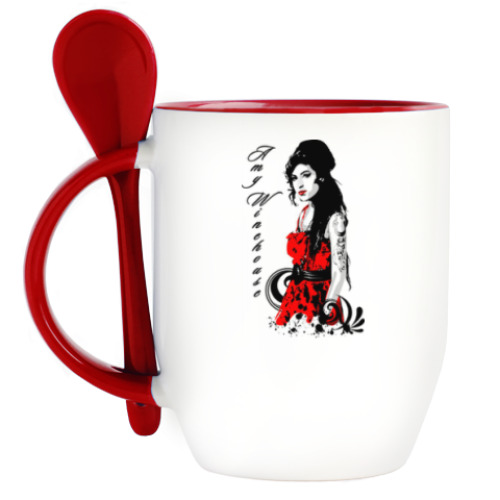 Кружка с ложкой Эми Уайнхаус - Amy Winehouse