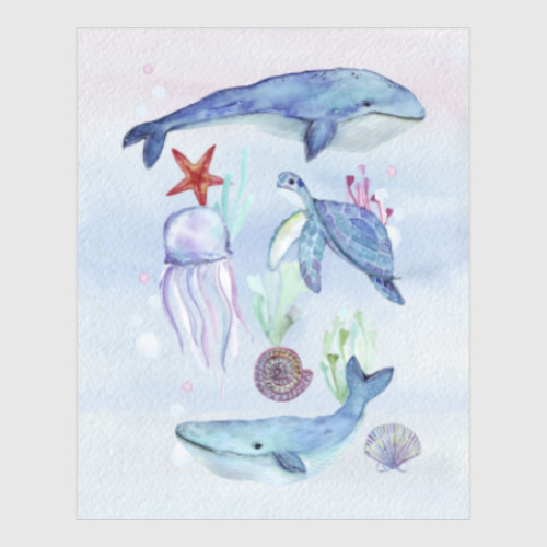 Постер Акварельный подводный мир