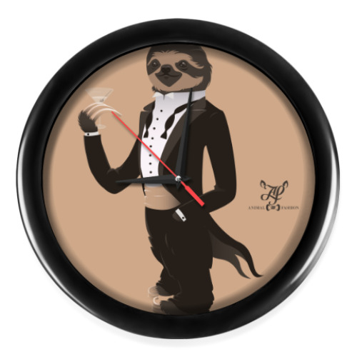 Настенные часы Animal Fashion | S is for Sloth in Smoking