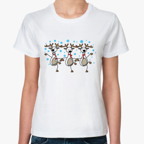 Классическая футболка Новогодний танец оленей 2014
