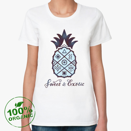 Женская футболка из органик-хлопка Ананас. Сладкий и экзотичный / Sweet and Exotic