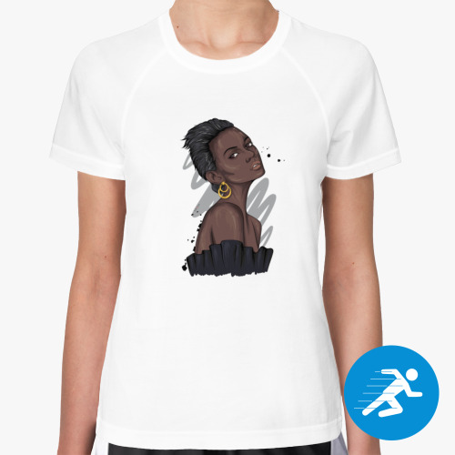 Женская спортивная футболка Женский образ, лицо, девушка