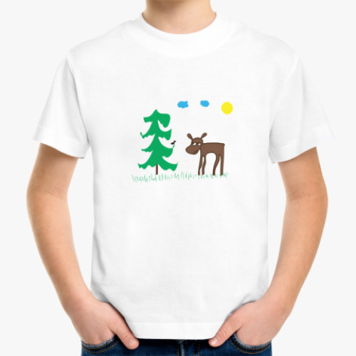 Детская футболка лось и елка