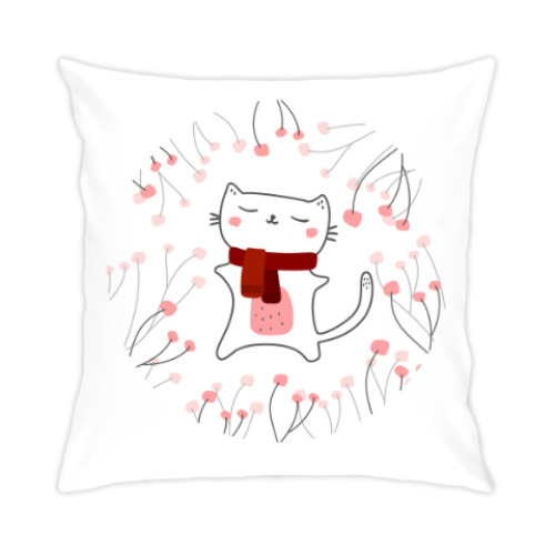 Подушка Цветочный кот