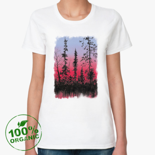 Женская футболка из органик-хлопка Лес на закате