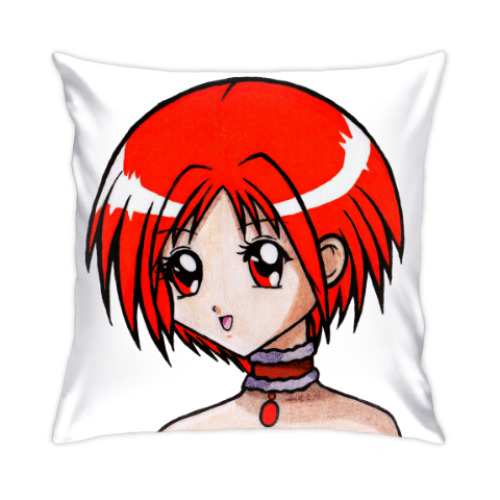Подушка Аниме девушка с красными волосами
