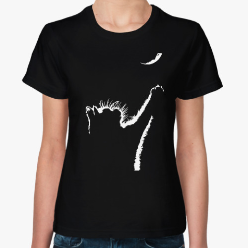 Женская футболка Кот и луна