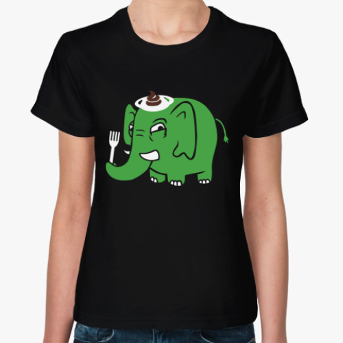 Женская футболка Зелёный слоник