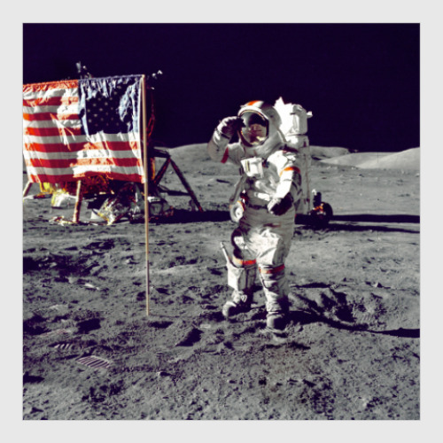 Постер Астронавт на Луне с флагом США