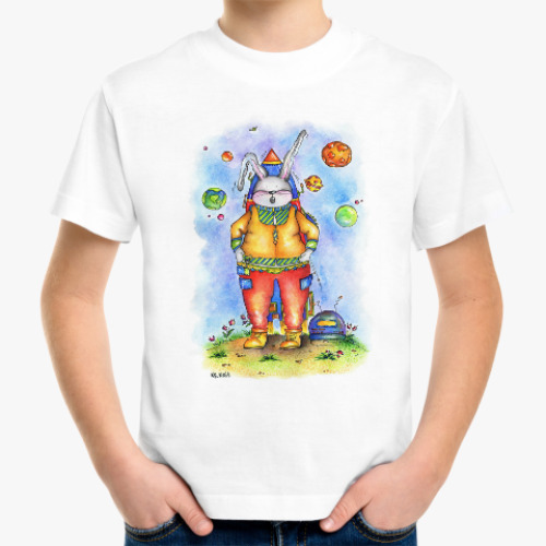 Детская футболка Кролик отправляется в космос