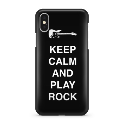 Чехол для iPhone X Keep calm and play rock