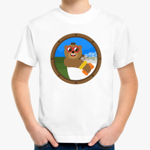 Детская футболка Медведь Браун в иллюминаторе