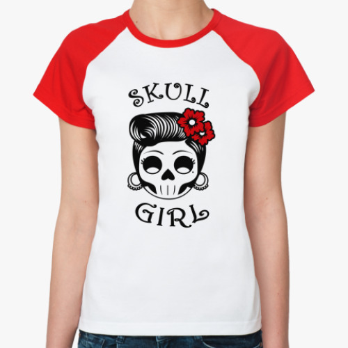 Женская футболка реглан Skull_girl