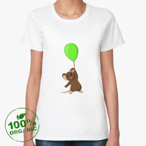 Женская футболка из органик-хлопка Мышка с шариком