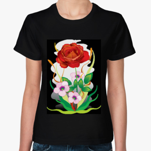 Женская футболка алая роза