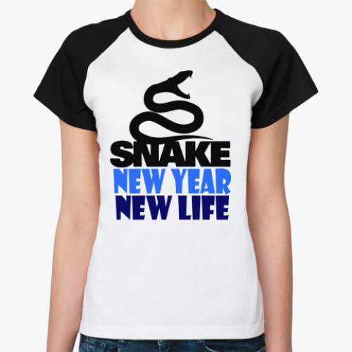 Женская футболка реглан Snake -New Year New Life