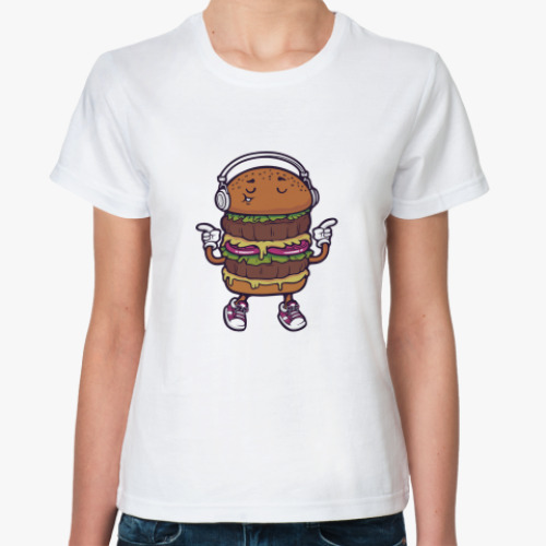 Классическая футболка Двойной музыкальный бургер