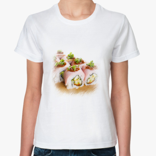 Классическая футболка  ''Rolls & Sushi''