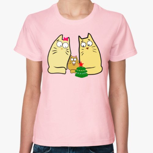 Женская футболка Кошачья семья