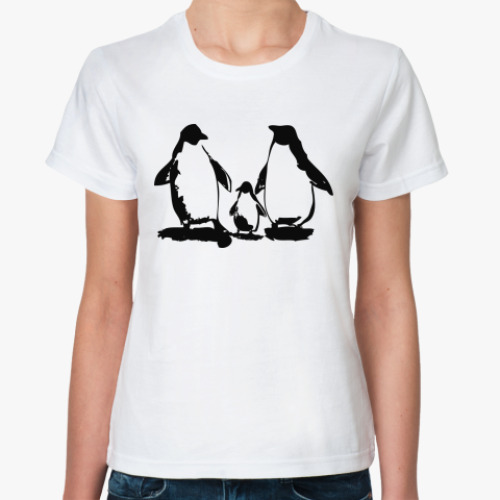 Классическая футболка Семья пингвинов
