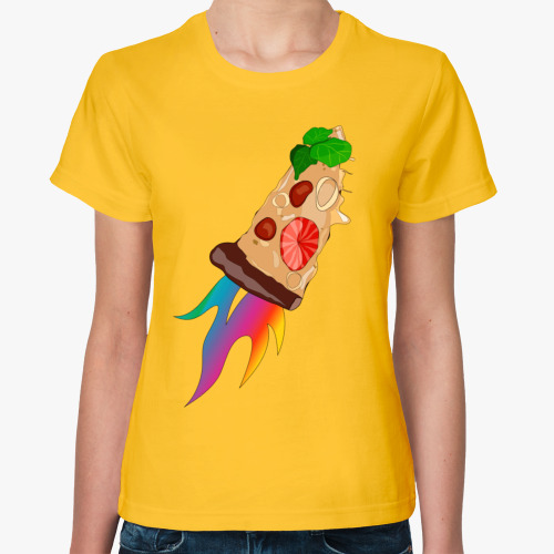 Женская футболка  Пицца покоряет мир