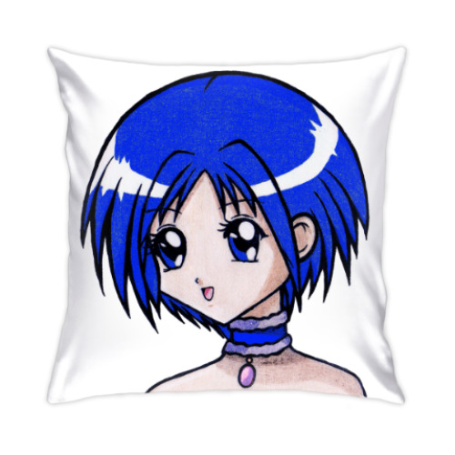 Подушка Аниме девушка с синими волосами