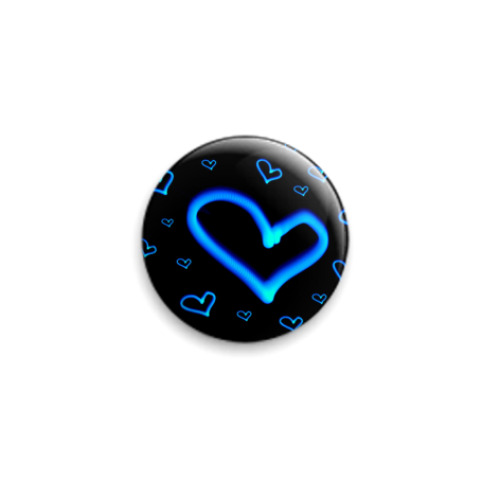 Значок 25мм Голубое сердце