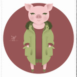 Animal Fashion: P is for Pig in parka