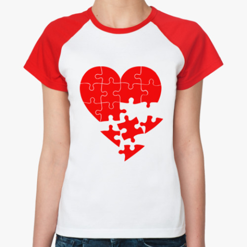 Женская футболка реглан Сердце пазл