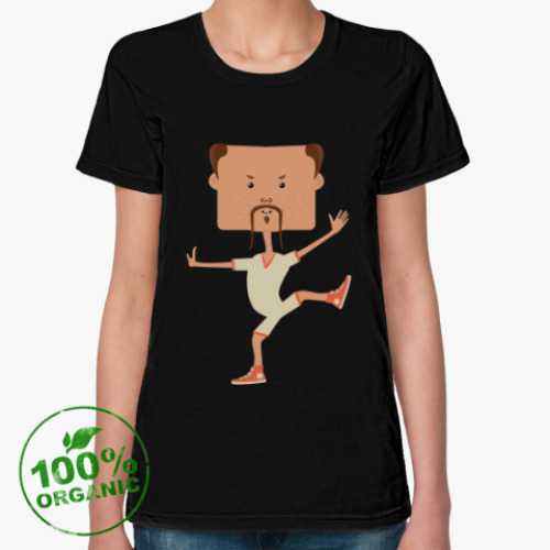 Женская футболка из органик-хлопка Смешной нарисованный каратист