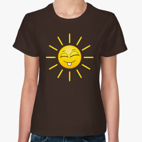 Женская футболка Смеющееся мультяшное солнце