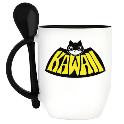 Кружка с ложкой Kawaii Batman