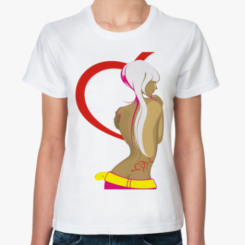 Классическая футболка Девушка и сердце
