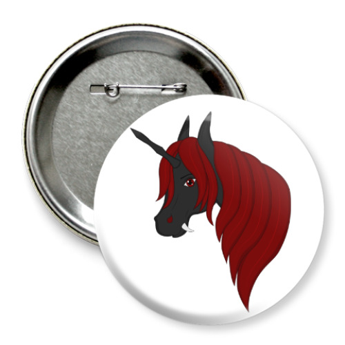 Значок 75мм Dark unicorn/Темный единорог