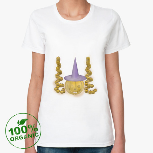 Женская футболка из органик-хлопка Тыква в шляпе
