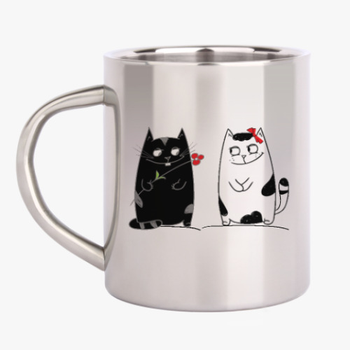 Кружка металлическая кот и кошка