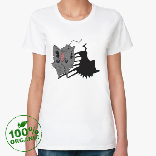 Женская футболка из органик-хлопка  Кот серый