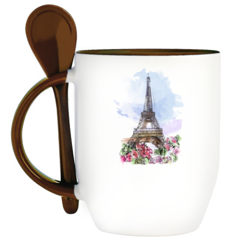 Кружка с ложкой Эйфелева башня - Париж